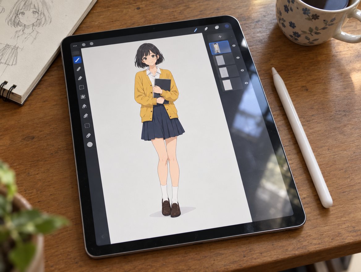 iPadで描いたイラストを用意したところ