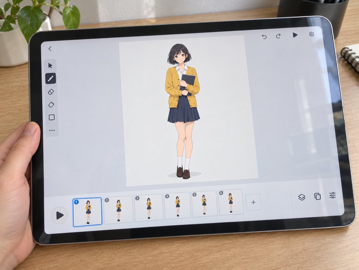 アニメーションアプリにイラストを読み込んだところ