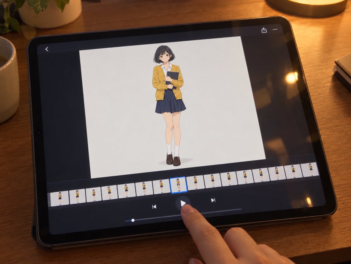 再生して動きを確認しているところ